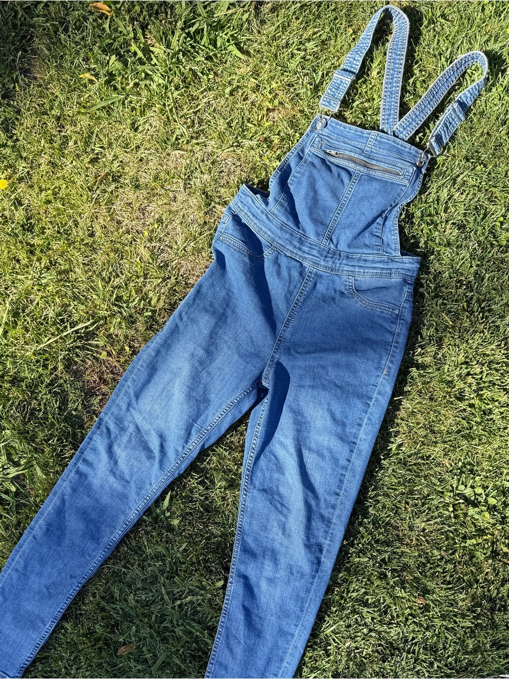 Size US 8 Divided Blue Denim Skinny Overalls